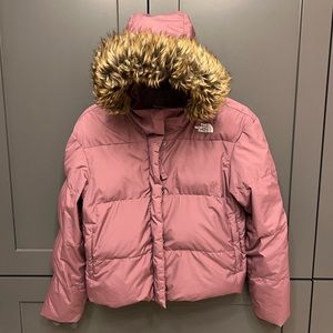 North Face down hooded jacket - girls size 14/16